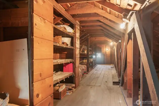 Generous attic allows plenty of storage space or maybe a future renovation option.