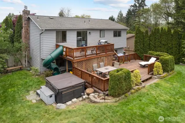 View of your two story deck and outdoor entertaining space.