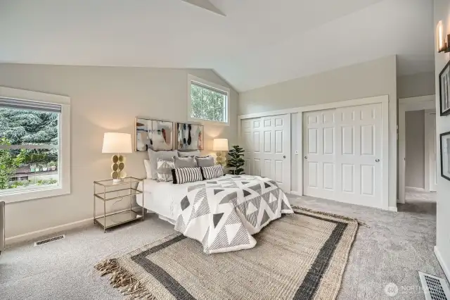 Primary bedroom is extra large with plenty of layout options and a sweet nook