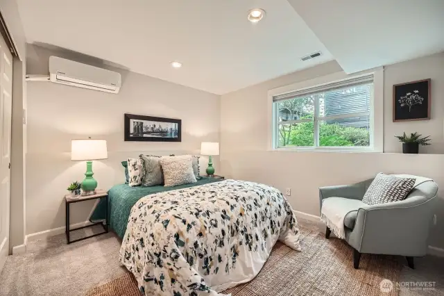 Lower level bedroom large enough for queen size bed, plus has a very nice size closet