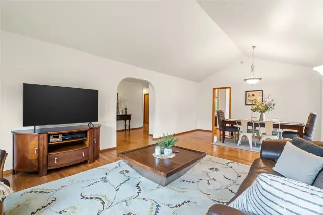 Notice the dining room area on the other side of the room