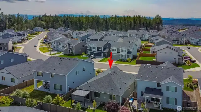 Drone view of mountain in skyline