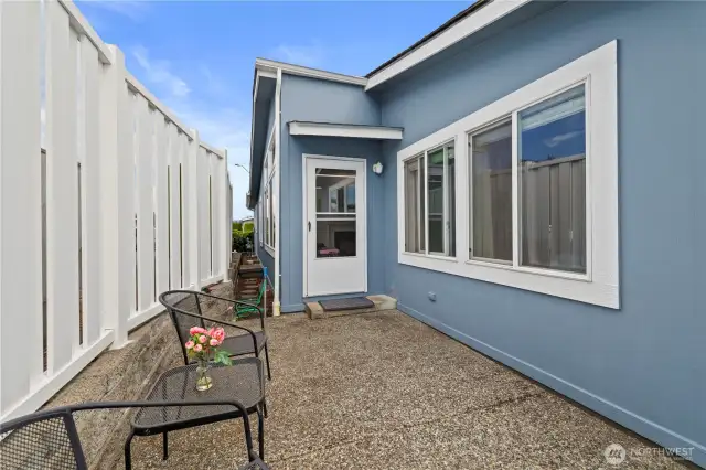 This cozy private patio is the perfect extension of your indoor space to enjoy your morning coffee