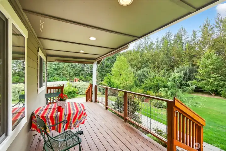 Large covered deck invites you out all year