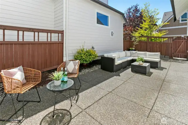 This courtyard is easy care exposed aggregate. It's a great space to relax, garden, or entertain. The sellers added full fencing and a small pet area so this is private and enjoyable.