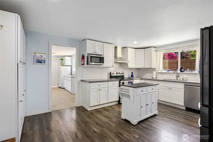 Tons of cabinet space in the kitchen.
