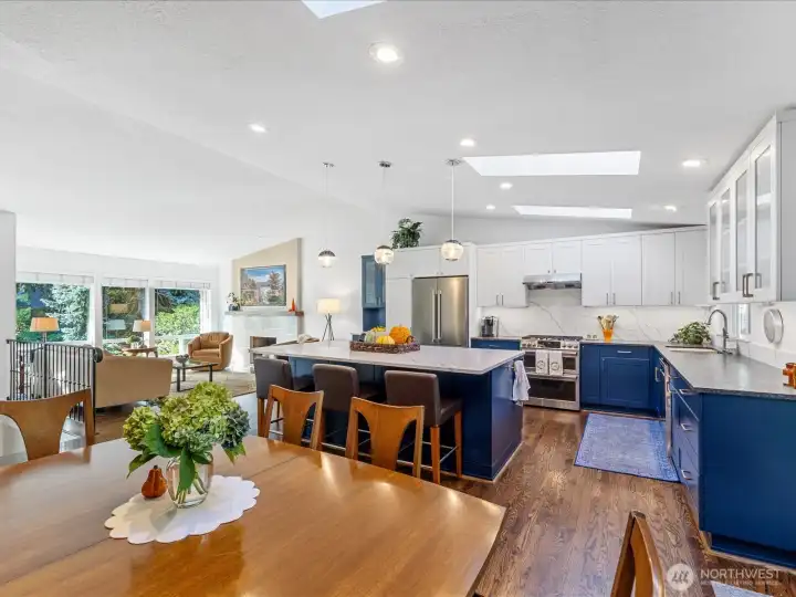 View into Kitchen and Living Room from Dining Room