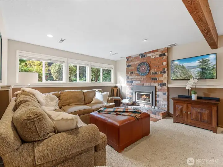 Gas Fireplace w/ Brick Surround