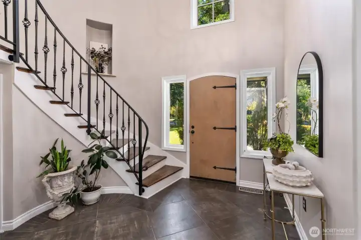 Grand foyer has so many architectural details.