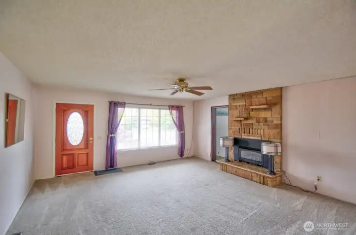 View of living room from the dining area