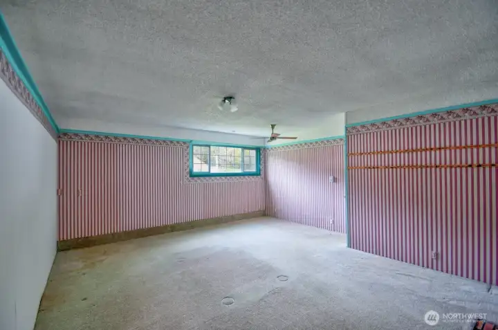 Another view of the converted garage room