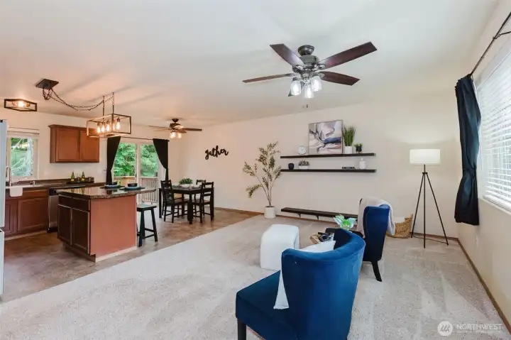 Bright living space with large, open living area