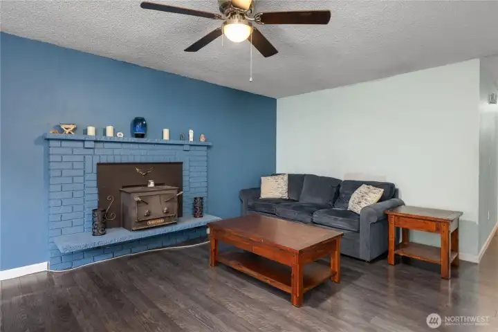 Wood fireplace insert for those cold winter days.