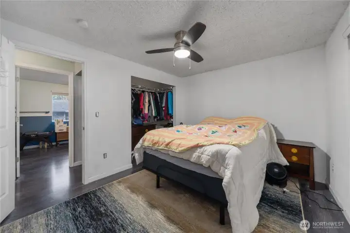 Primary bedroom with large closet.