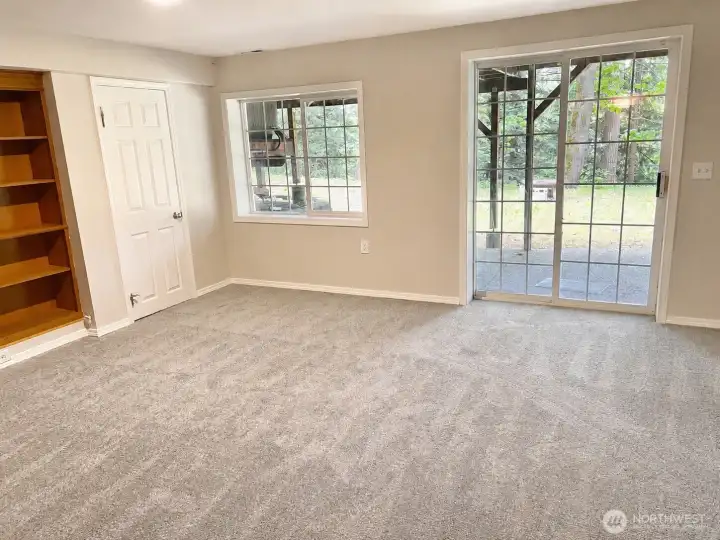 Downstairs family room with brand new carpet just installed this week.