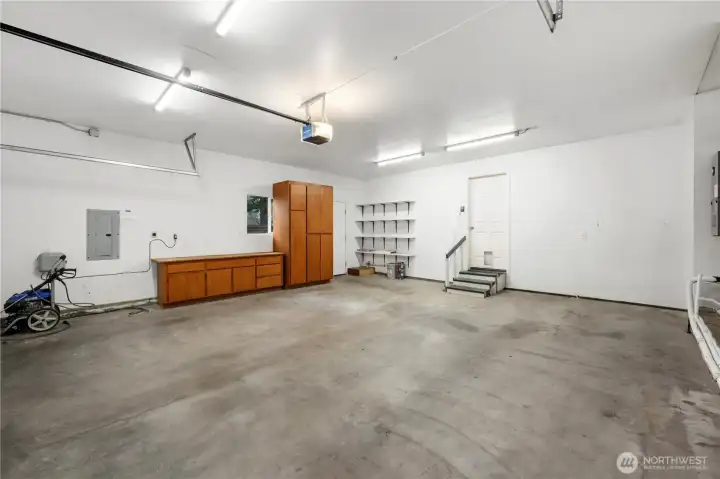 Spacious garage with built in storage