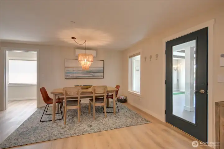 The dining area overlooks the game room. Watch the kids play while the adults gather 'round!