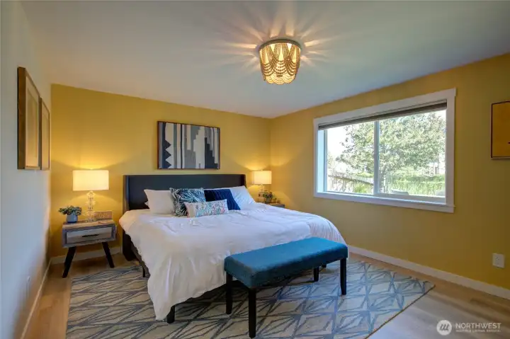 Primary bedroom overlooks the canal.