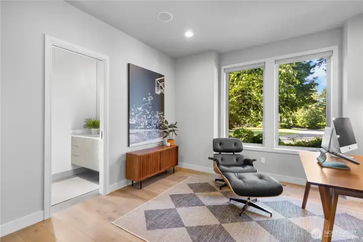 Elevate your work-from-home experience in a space that balances high-end comfort with professional utility.