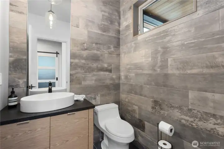 A stunning showcase of custom masonry, featuring intricate tile patterns that add texture and depth to the space.