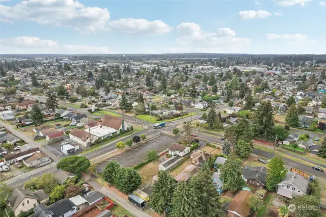 Back drone shot view
