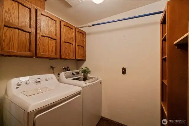 Large pantry with a lot of storage & washer/dryer (two laundry chutes!)
