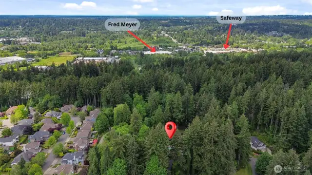 Arial photo showing how close the home is to amenities.