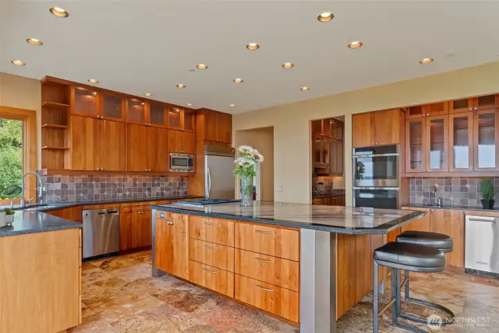 Chef's dream kitchen with center island.