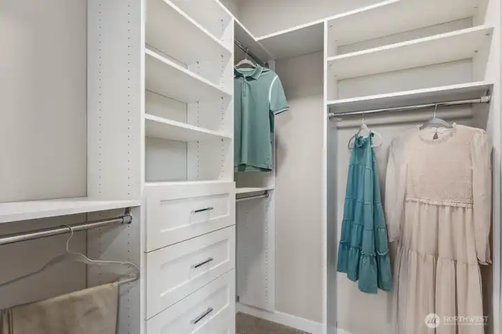 Built in primary bedroom closet organizer is included in all homes!