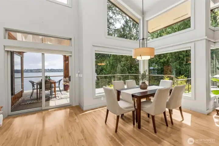 Imagine dining & entertaining in your home "resort" with views for days!  Mt. Rainier is just outside these windows.