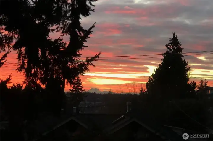 Amazing sunsets over the Olympic mountains from both the main deck and upper deck
