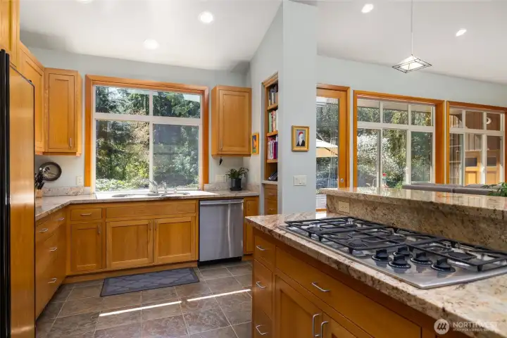 The kitchen is gorgeous - but look at those views!  Awash in south-facing light, the home feels open and bright.