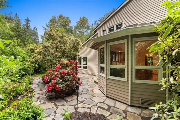 The pavers wrap around to the side of the house as well.  No detail has been left out.