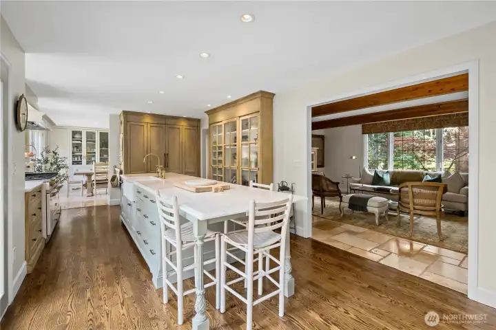 Amazing flow between kitchen, dining room, living room.