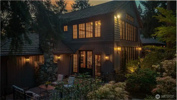 Night time on the private patio.