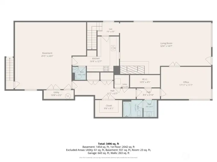 The fully finished lower level offers exceptional flexibility with a spacious recreation room, second kitchen, office, full bath, and multiple utility and storage areas. Separate exterior access. Notice W.I.C. (walk-in closet) just off the open hall from "office" or fourth bedroom.