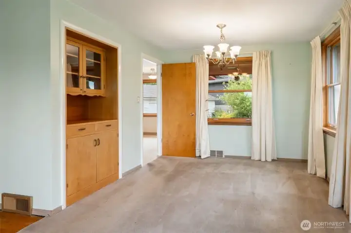 Formal dining room with charming built-in