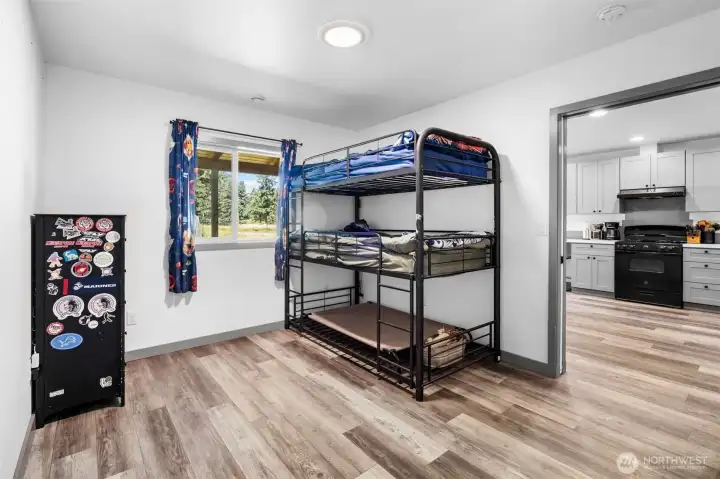 second bedroom with pocket door. second bedroom with pocket door.