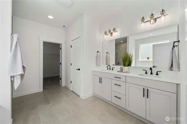 Your primary bath with walk-in closet.