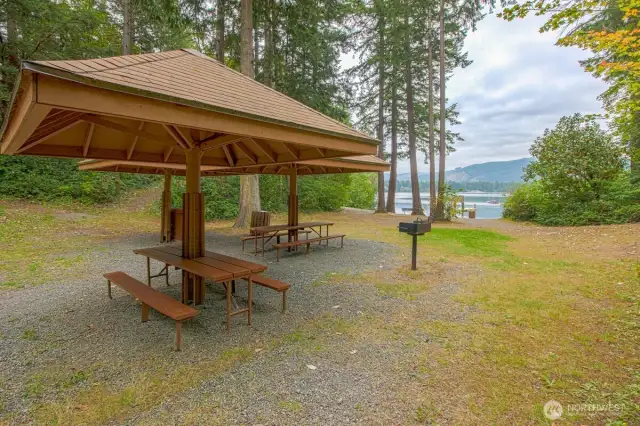 Covered gathering spaces throughout this beautiful community