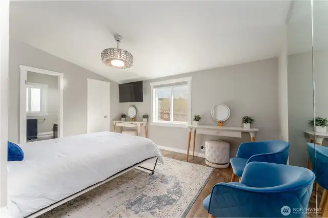 Primary suite with bathroom.
