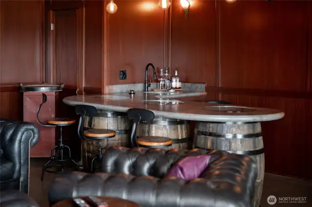 Custom bar area with sink.