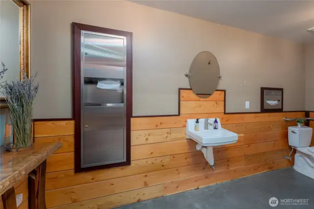 There are 2 ADA bathrooms and 1 bathroom with shower in shop.