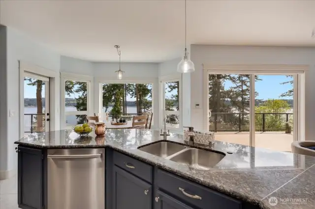 Lovely views while doing dishes! Notice the instant hot & cold water from the dispenser by the sink.