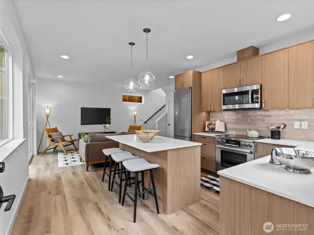 Wonderful kitchen area with island dining