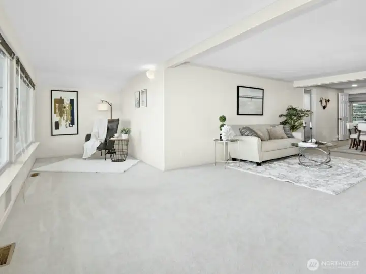 1F - Open small Den and Living Room with views of Puget Sound