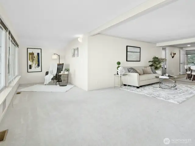 1F - Open small Den and Living Room with views of Puget Sound