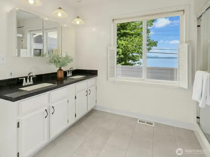 2F Main Bathroom - Quartz Countertop Vanity, Shower and Personal Toilet Room