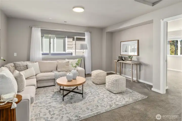 Spacious loft/ flex area on upper level