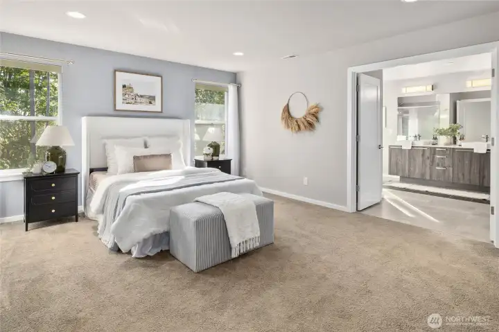 Mountain views out the bedroom and bathroom windows!